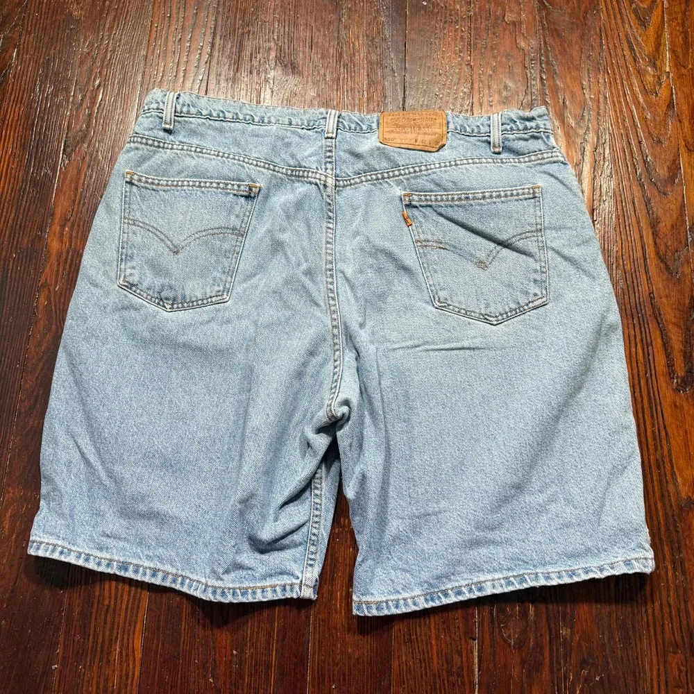 VTG‎ Levis 505 Shorts Mens 42 Blue ORANGE TAB Faded Medium Wash Jorts Denim